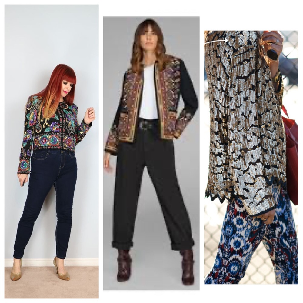 80’s Vintage beaded/sequin silk jacket - Picture 11 of 11